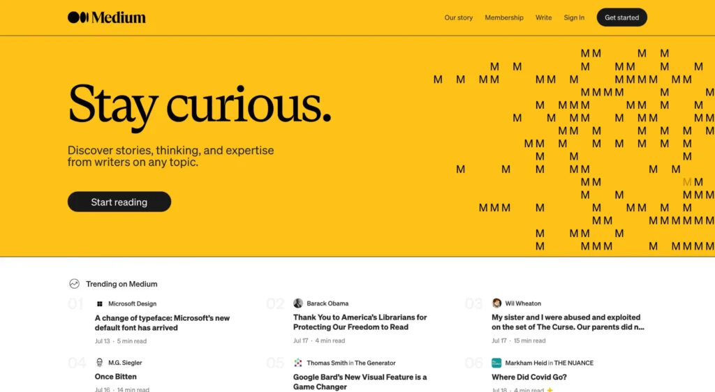 Medium - Website with the Most User-Friendly Interface